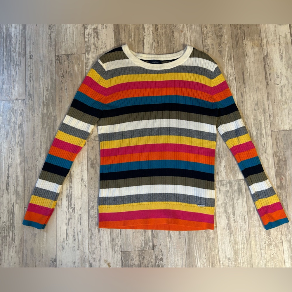 Nautica Colorful Striped Vintage Sweater